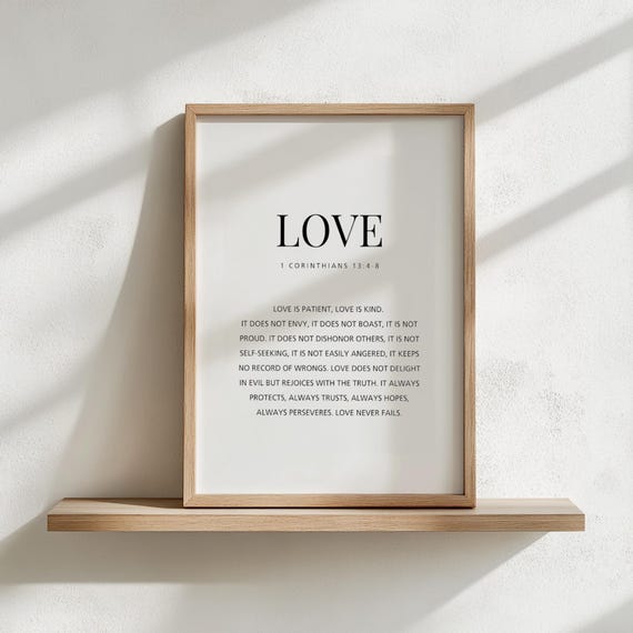 1 Corinthians 1348 Love Is Patient Kind Bible Verse Christian Print Home Decor Wedding