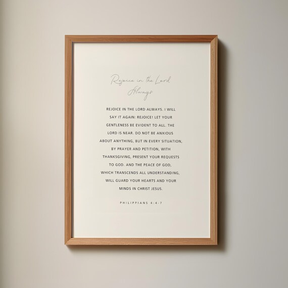 Philippians 4 4-7 Rejoice In The Lord Always Minimal Scripture Poster