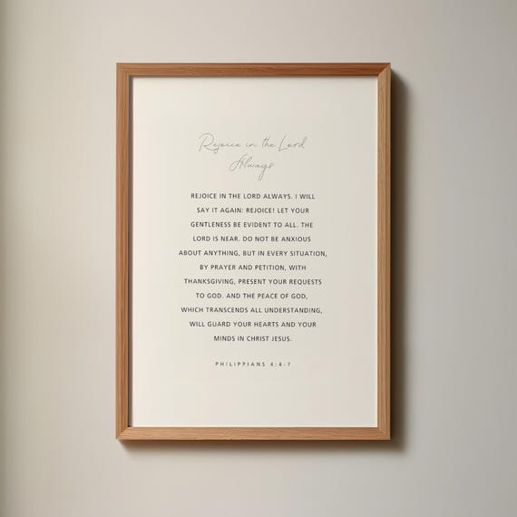 Philippians 447 Rejoice In The Lord Always Bible Verse Minimal Christian Scripture Prints Wall Decor