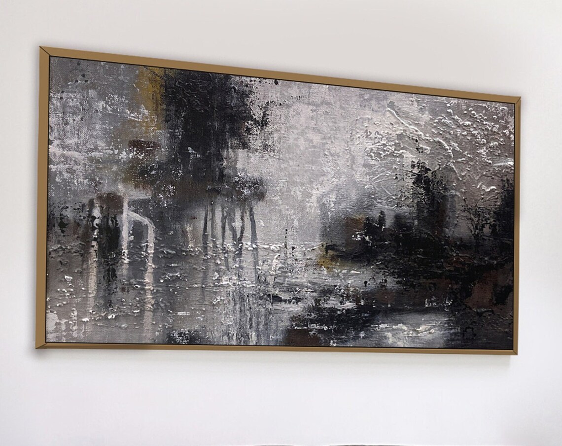Grey Black Abstract Art Print, Neutral Modern Wall Art - Image 2