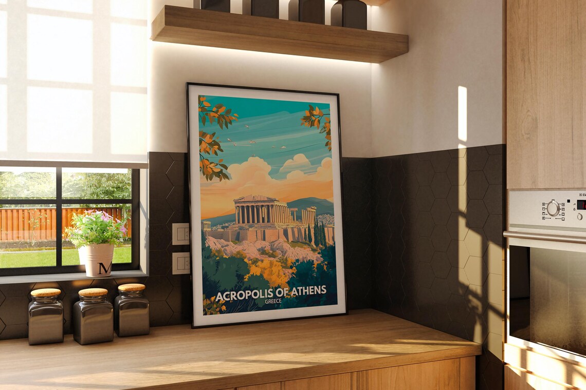 Acropolis Of Athens Print Acropolis Of Athens Travel Poster Greece Wall Art Print Greece Home Decor Travel Decor Unique City Poster - Image 2
