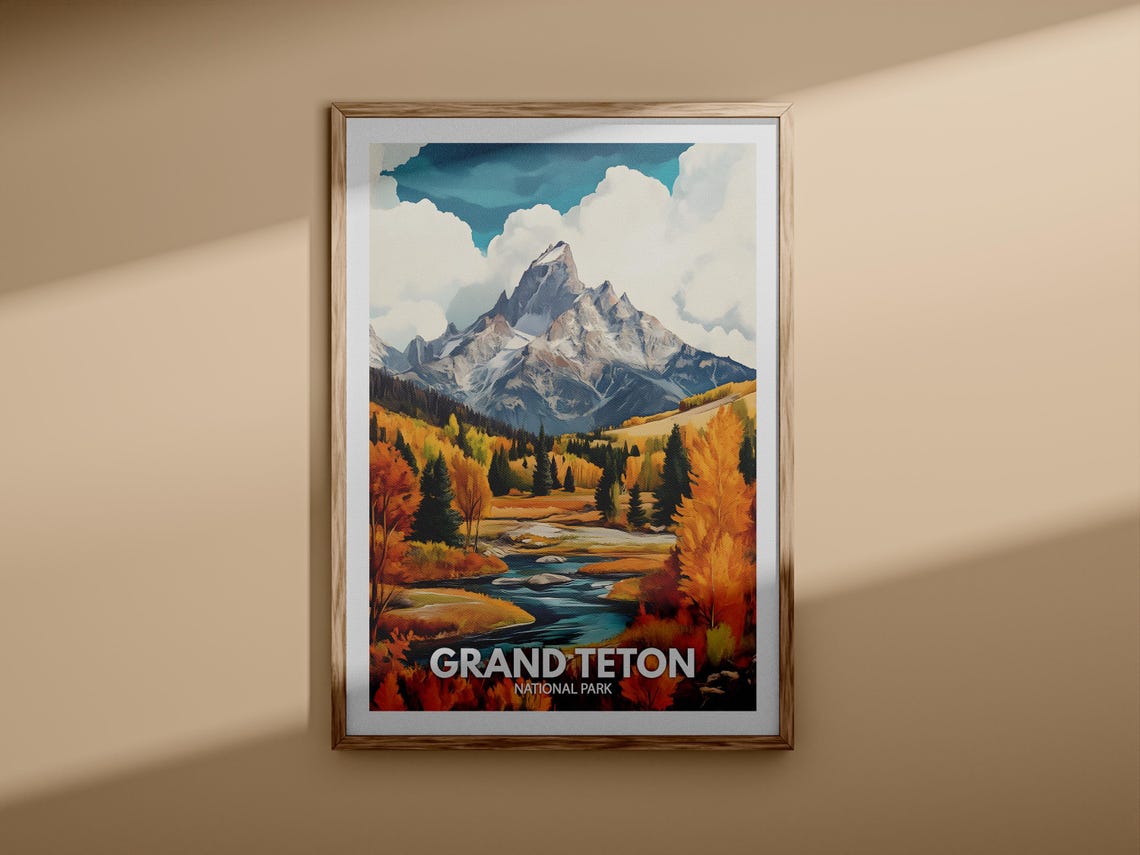 Grand Teton Print Grand Teton National Park Poster United States National Parks Art United States Travel Poster Nature Prints - Image 3