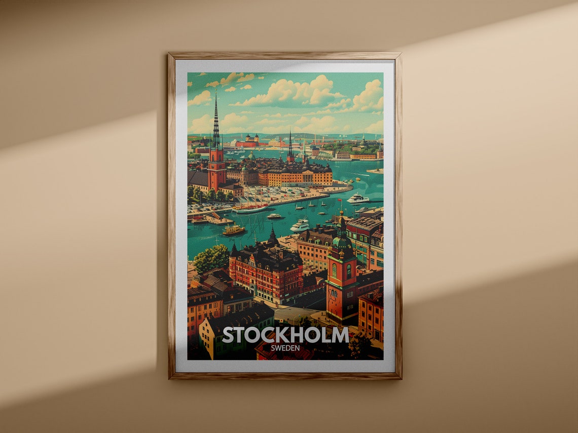 Stockholm Art Print Stockholm Travel Poster Sweden Wall Art Print Sweden Home Decor Travel Wall Art Decor Unique City Poster - Image 3
