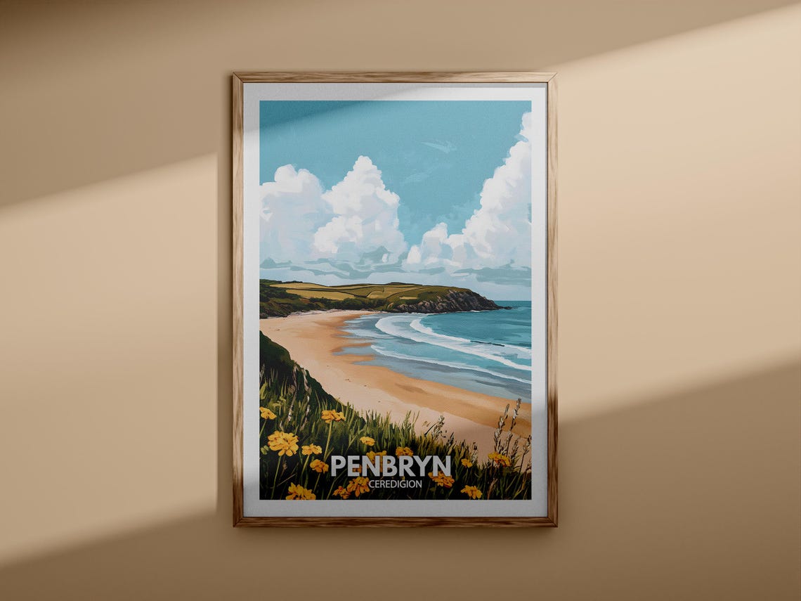 Penbryn Ceredigion Welsh Beach Cliffs Wildflower Coast Poster - Image 3