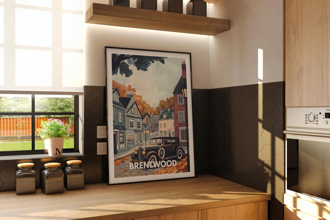 Brentwood Print Brentwood Travel Poster England Wall Art Print England Home Decor Travel Wall Art Decor Unique City Poster - Image 2