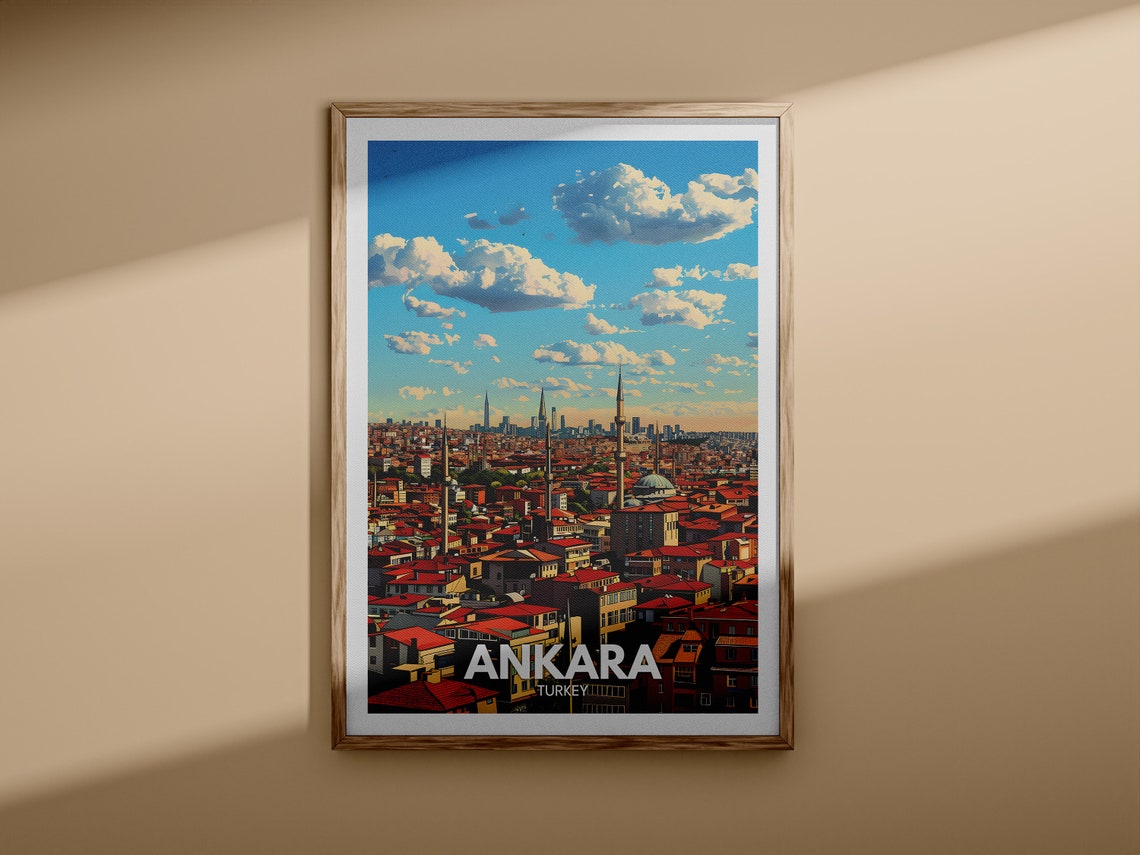 Ankara Turkey City Skyline Minarets Red Rooftops Travel Poster - Image 3