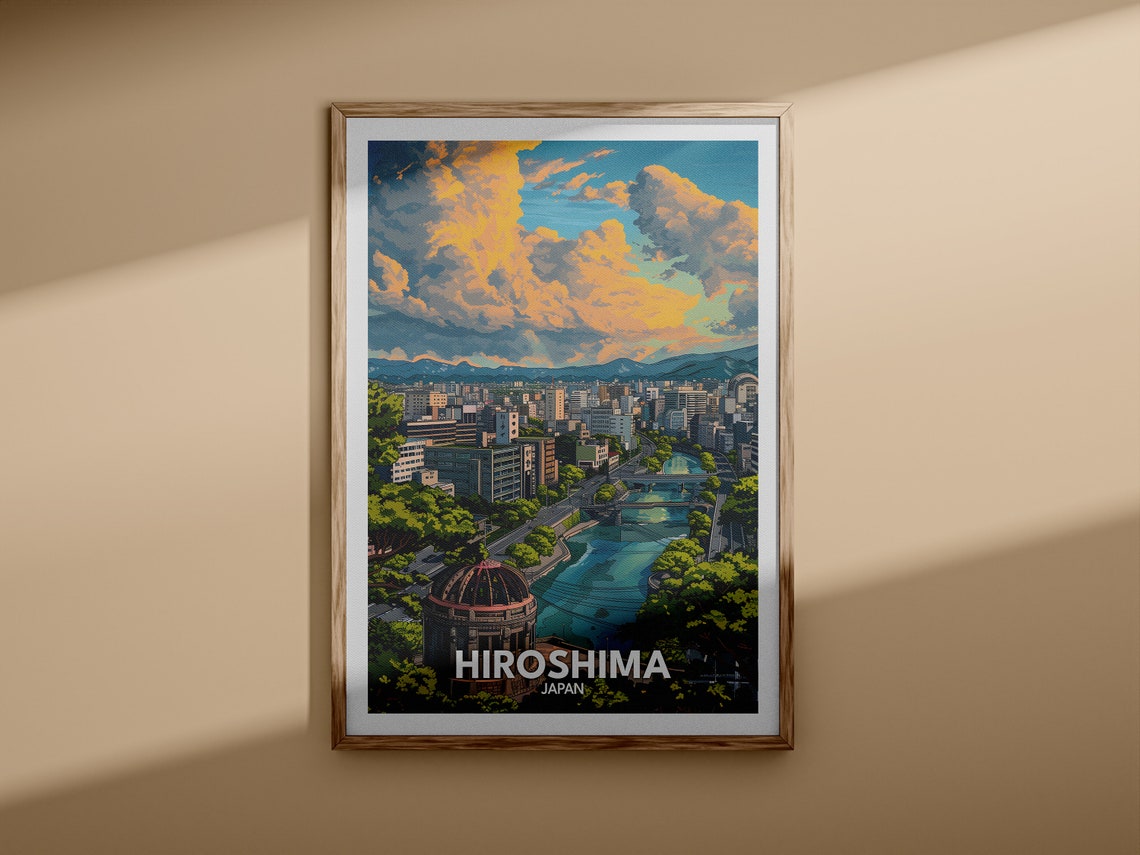 Hiroshima Japan Atomic Bomb Dome River City Skyline Travel Poster - Image 3