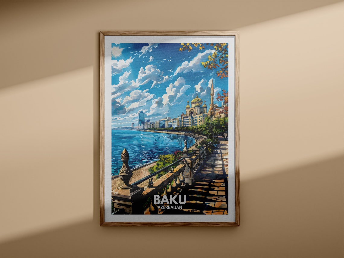 Baku Print Baku Travel Poster Azerbaijan Wall Art Print Azerbaijan Home Decor Travel Wall Art Decor Unique City Poster - Image 3