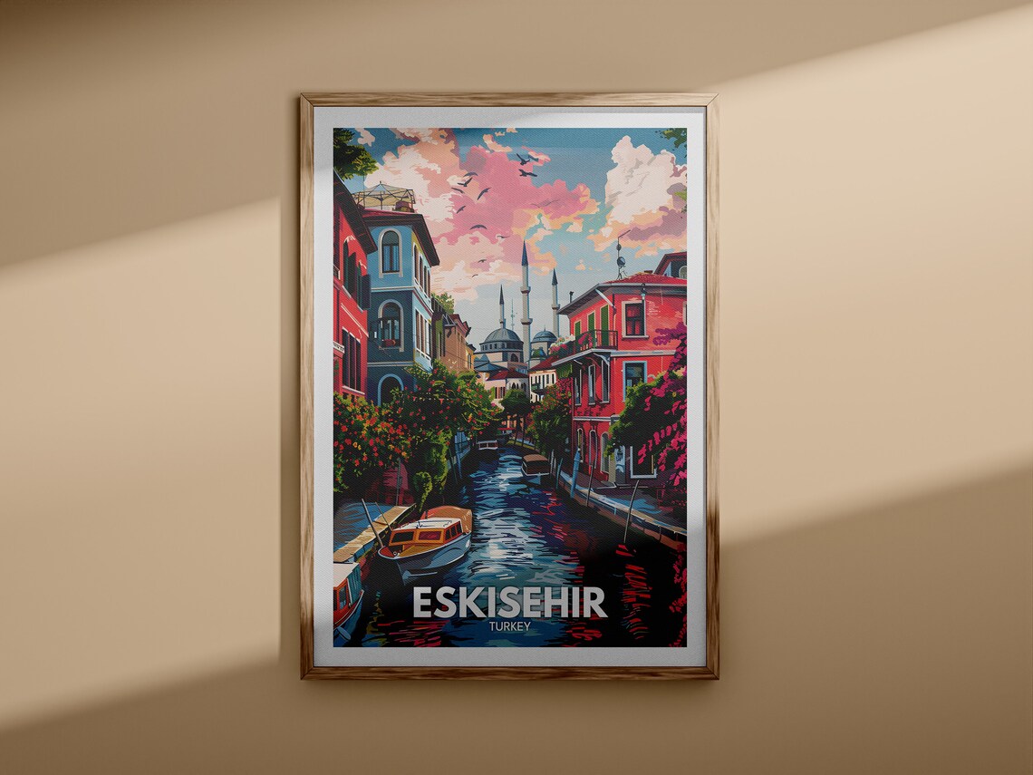 Eskisehir Turkey River Canal Colorful Old Town Travel Poster - Image 3