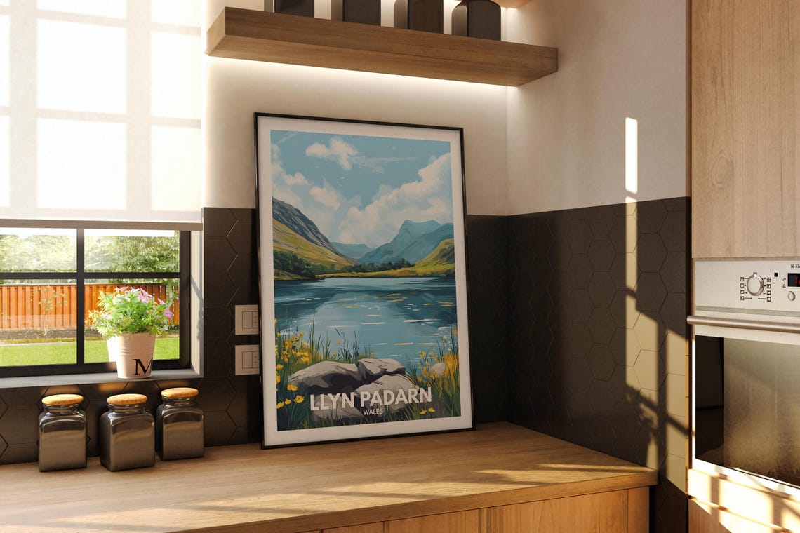 Llyn Padarn Wales Mountain Lake Scenic Vintage Travel Poster - Image 2