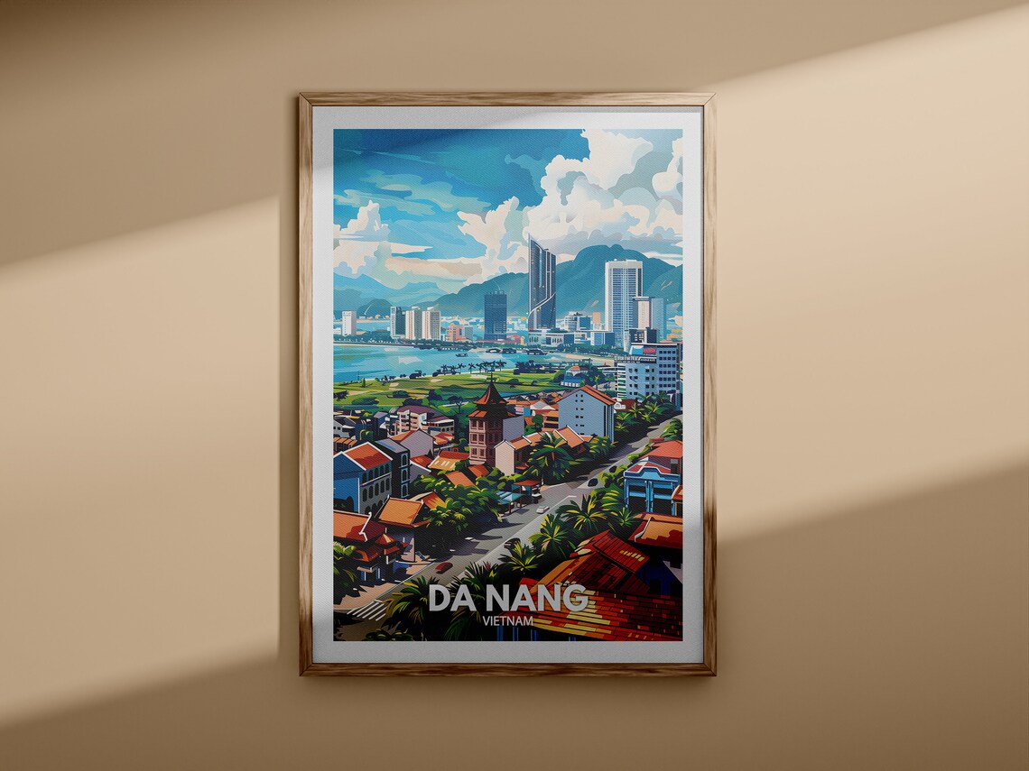 Da Nang Vietnam Coastal City Bay Skyline Mountain Travel Poster - Image 3