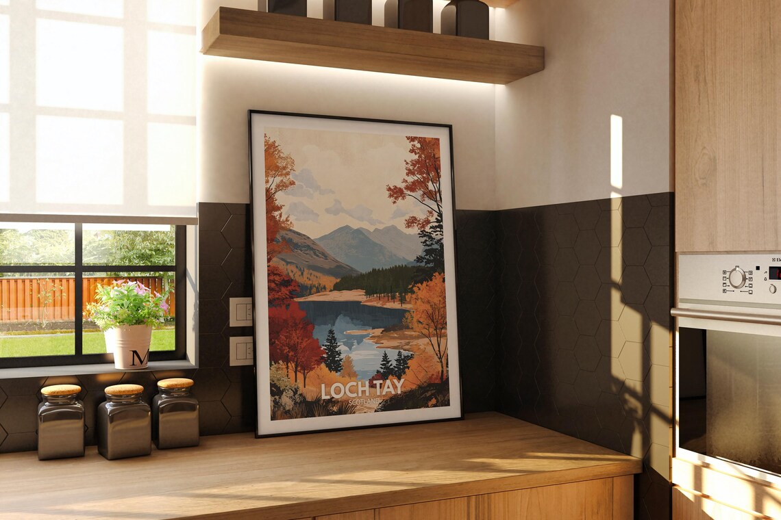 Loch Tay Scotland Autumn Lake Mountains Scenic Retro Travel Poster - Image 2