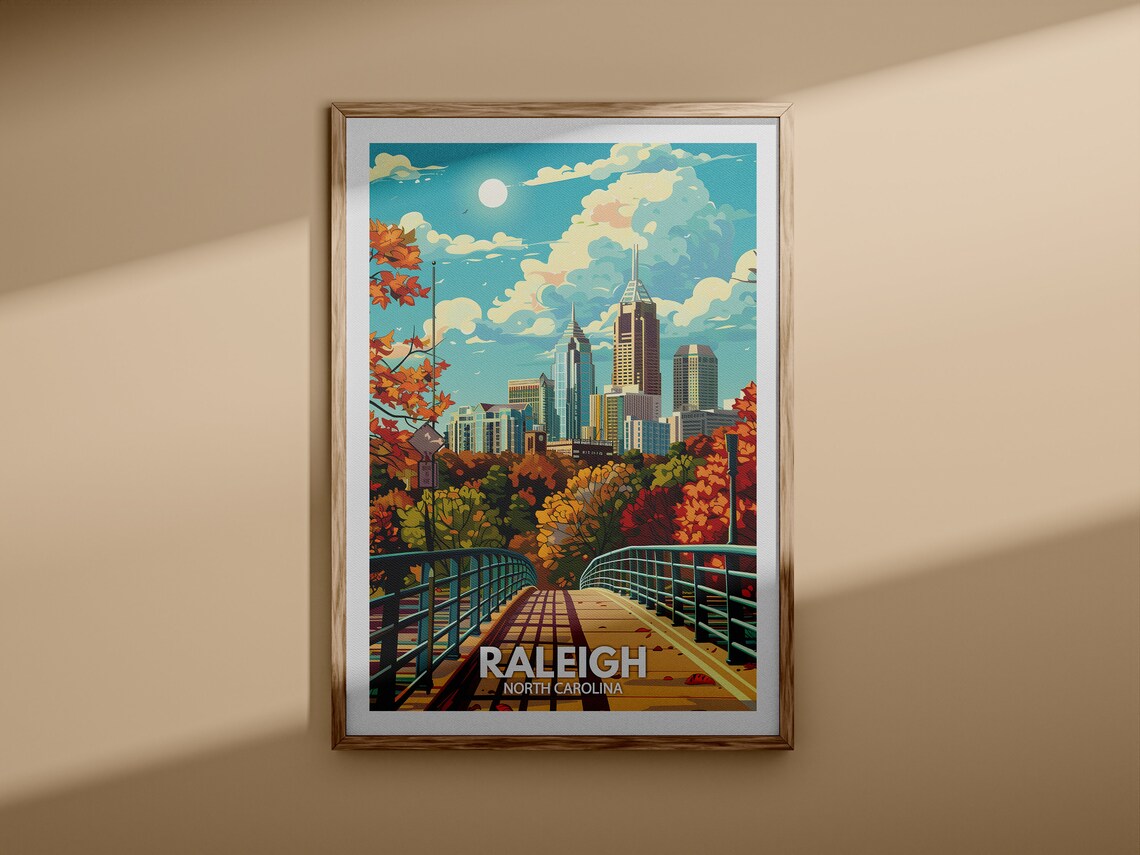 Raleigh Print Raleigh Poster North Carolina Wall Art Print United States Travel Home Decor Usa City Poster - Image 3