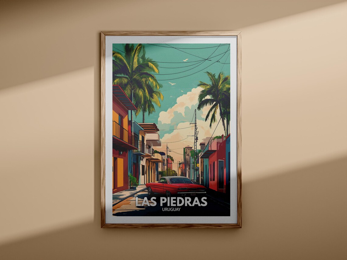 Las Piedras Uruguay Retro Street Classic Car Travel Art Poster - Image 3