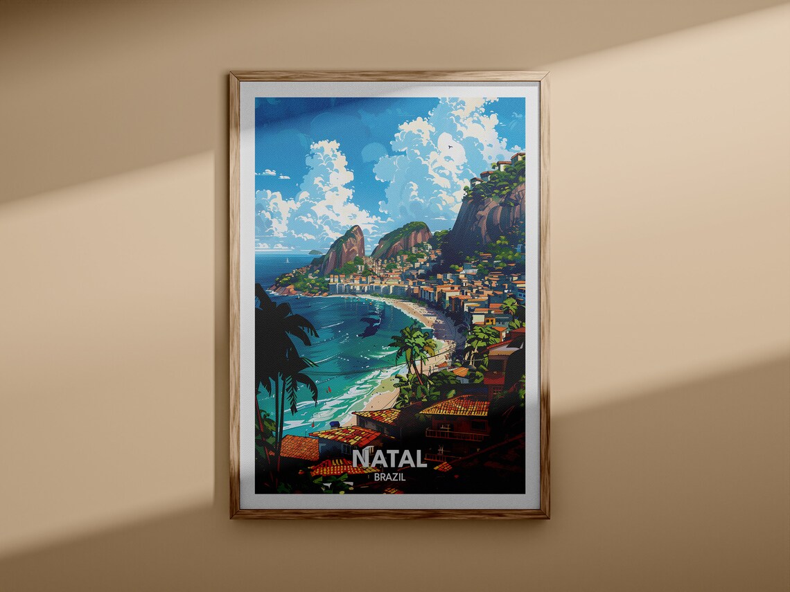 Natal Brazil Coastal Hills Beach City Ocean View Travel Poster - Image 3