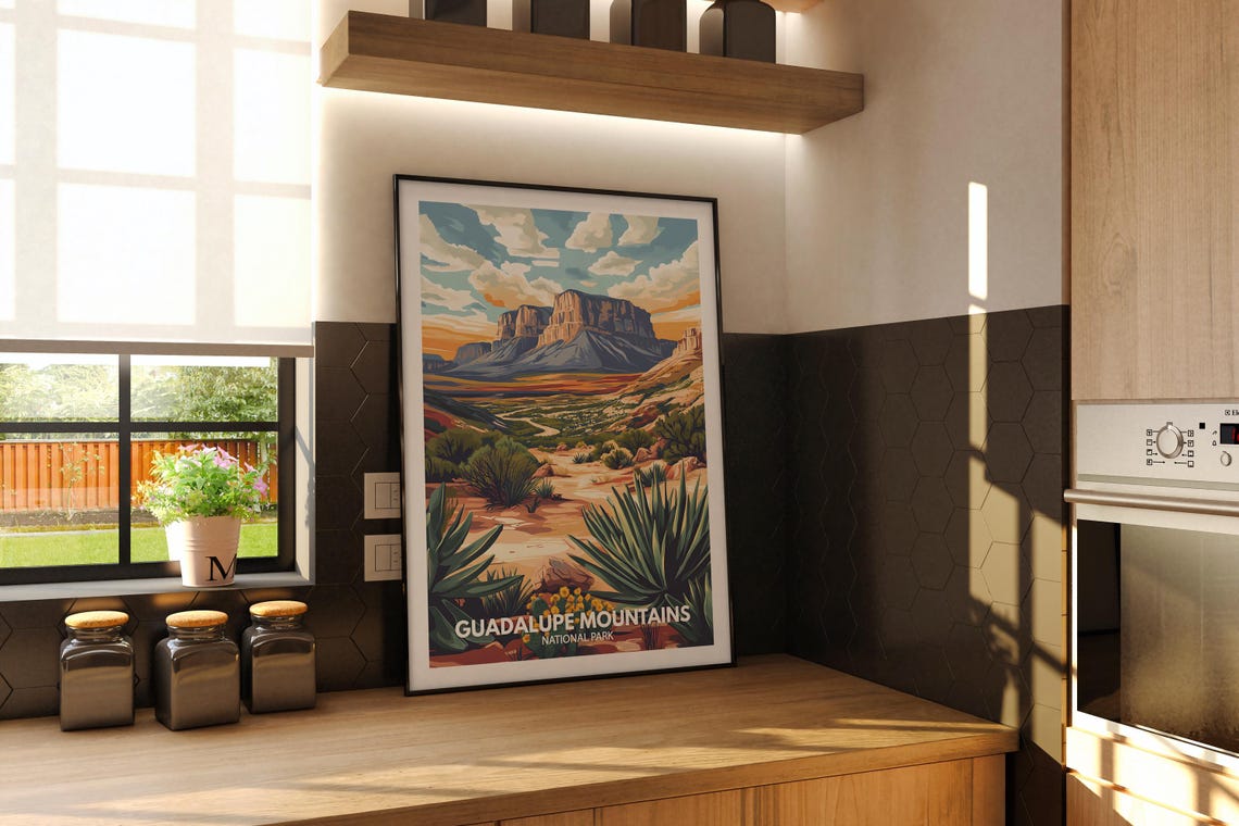 Guadalupe Mountains Print Guadalupe Mountains National Park Poster United States National Parks Art United States Travel Poster - Image 2