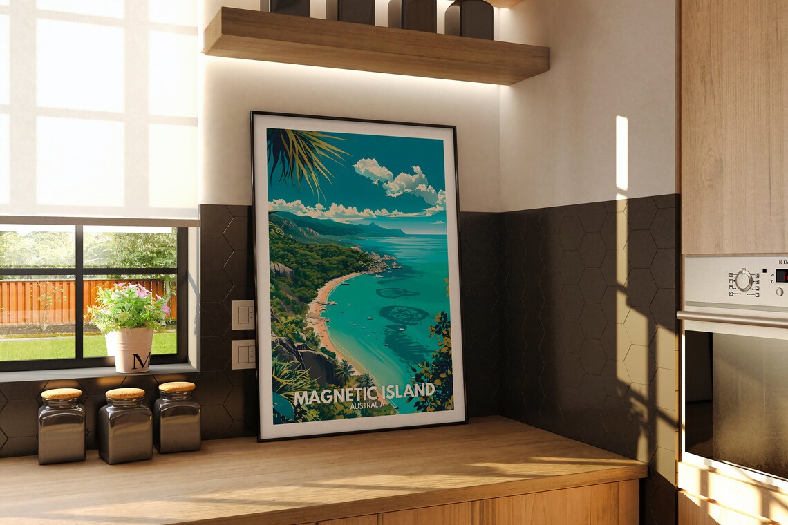Magnetic Island Australia Coral Reef Tropical Bay View Travel Poster - Image 2