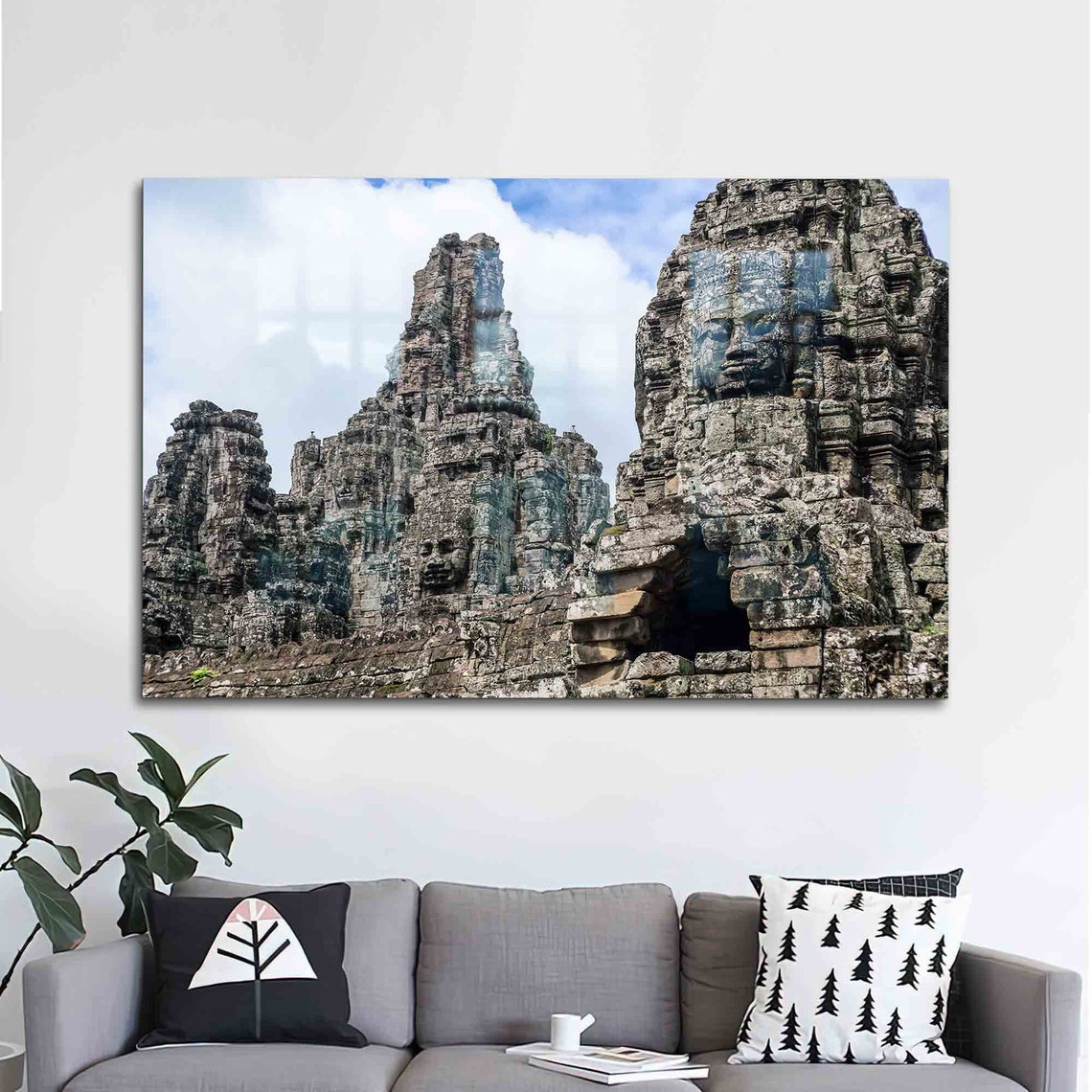 Angkor Thom Bayon Temple Ancient Stone Faces Cambodia Poster