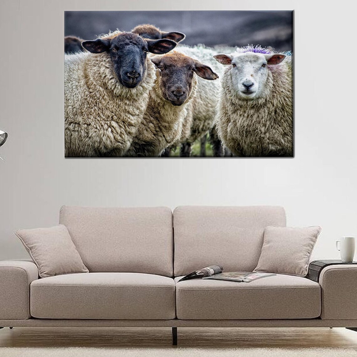 Sheep Looking at Camera Farm Animal Photo Poster for Rustic Homes