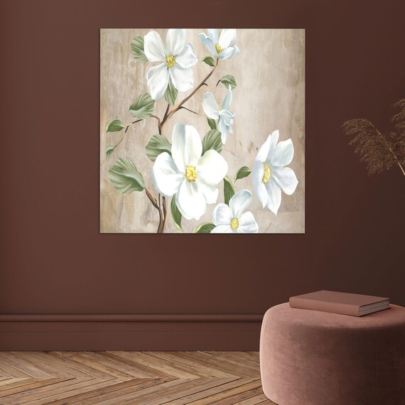 Daisy Flowers Glass Wall White Decor Tempered Botanical Printing Personalized Gift Box