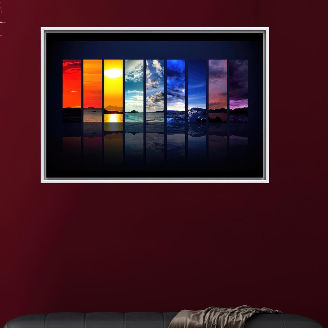 Golden Sunset To Starry Night Nine Panel Color Gradient Poster
