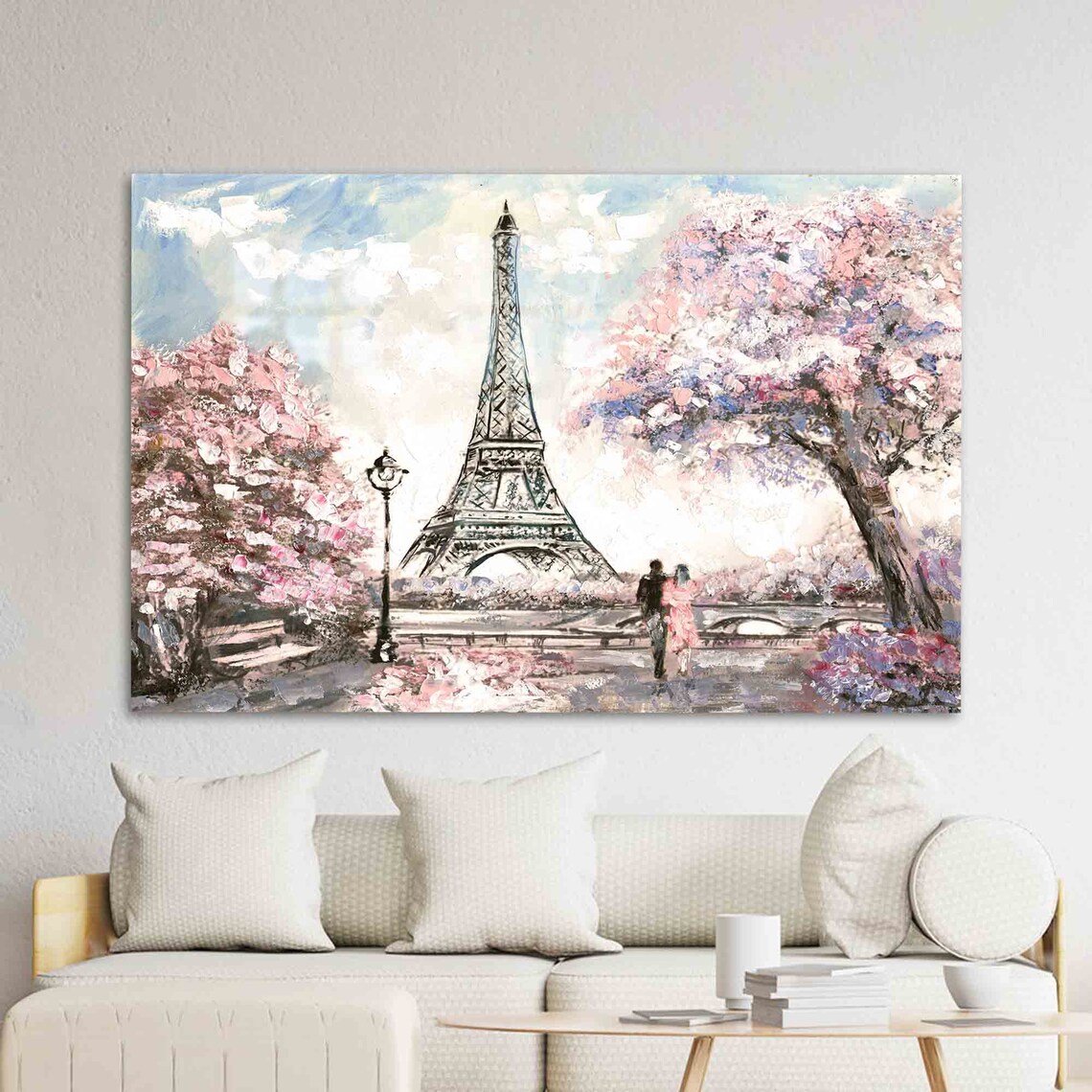 France Pink Leaves Tree Landscape Art Print