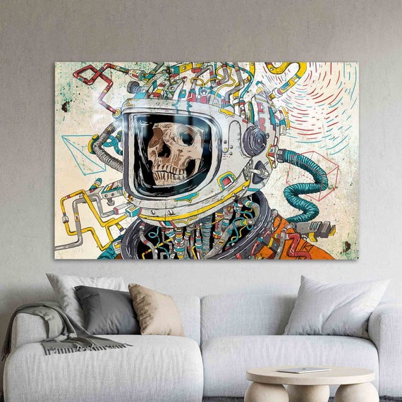 Wall Decoration Glass Decor Modern Skull Graffiti Art Abstract