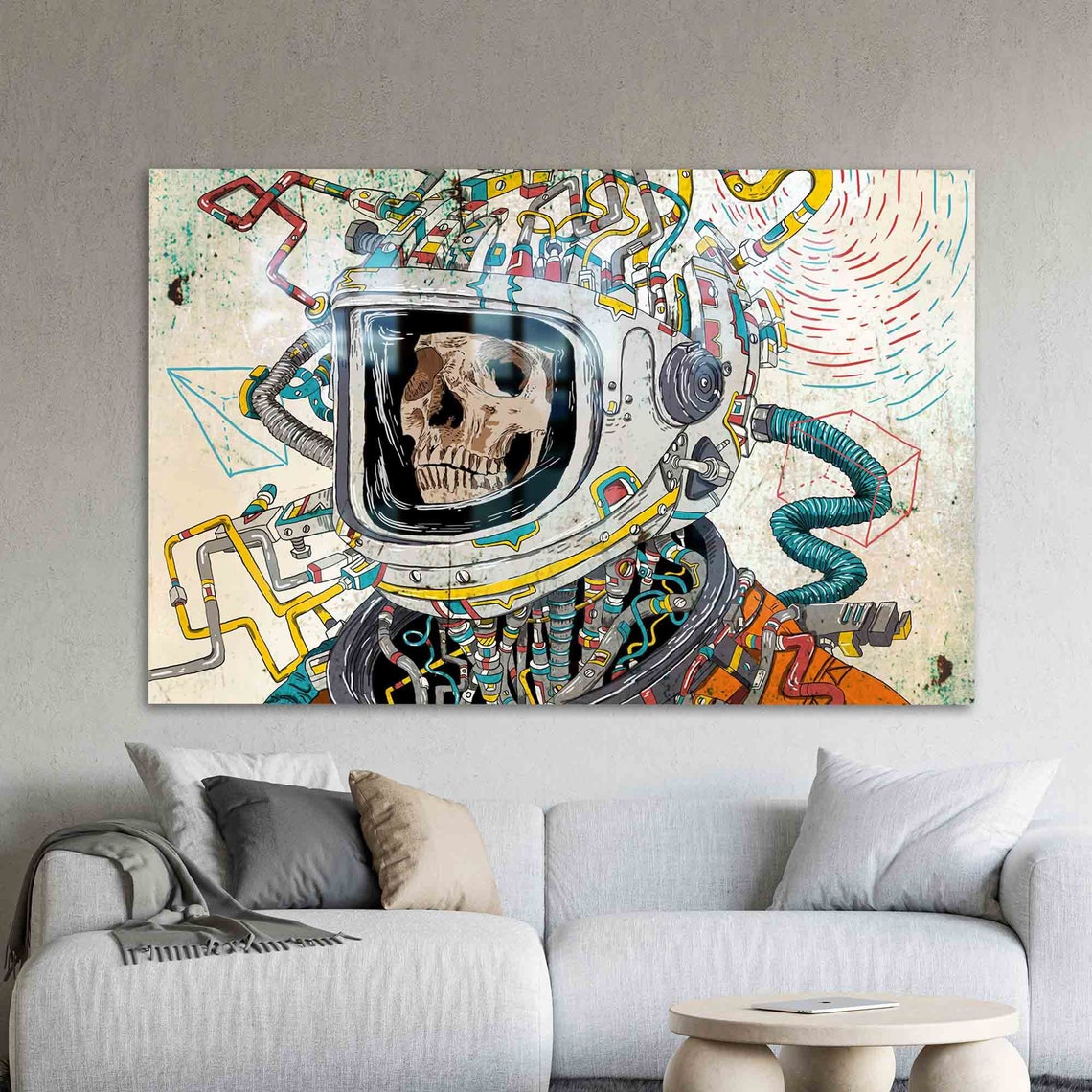 Skull Astronaut Space Helmet Pop Art Graffiti Colorful Wall Poster