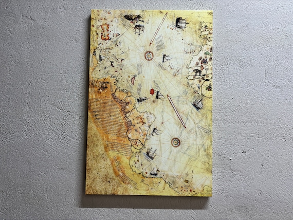 Piri Reis Map Trendy Wall Decor Artwork Antique Art Vintage Poster World Canvas