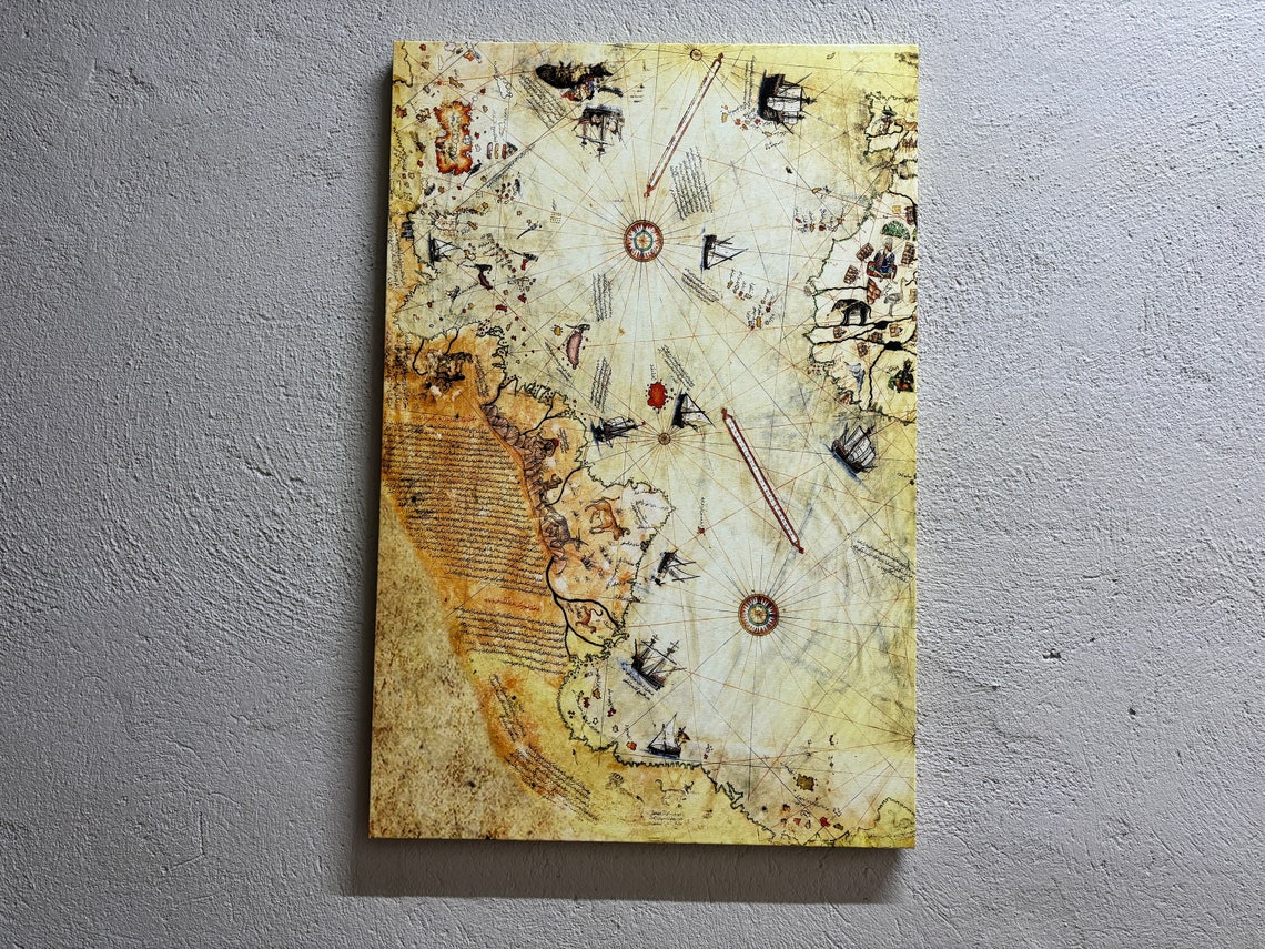 Piri Reis Antique World Map Aged Parchment Style Canvas Print