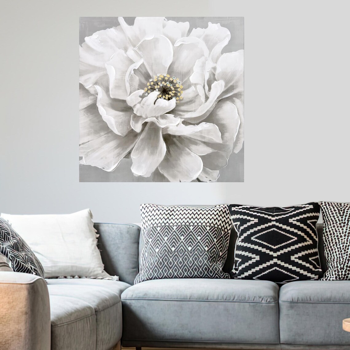 Botanical Canvas Print White Printed Large Wall Art Flower Luxury Baby Girl Gift Personalized