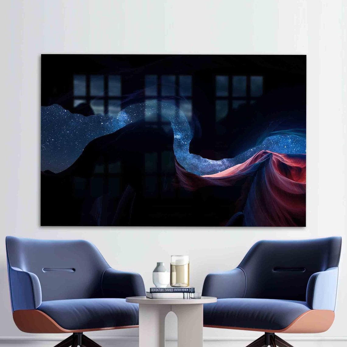 Wall Decor Mural Art Decoration Nature Landspace Tempered Glass Starry Sky Printing And Canyon