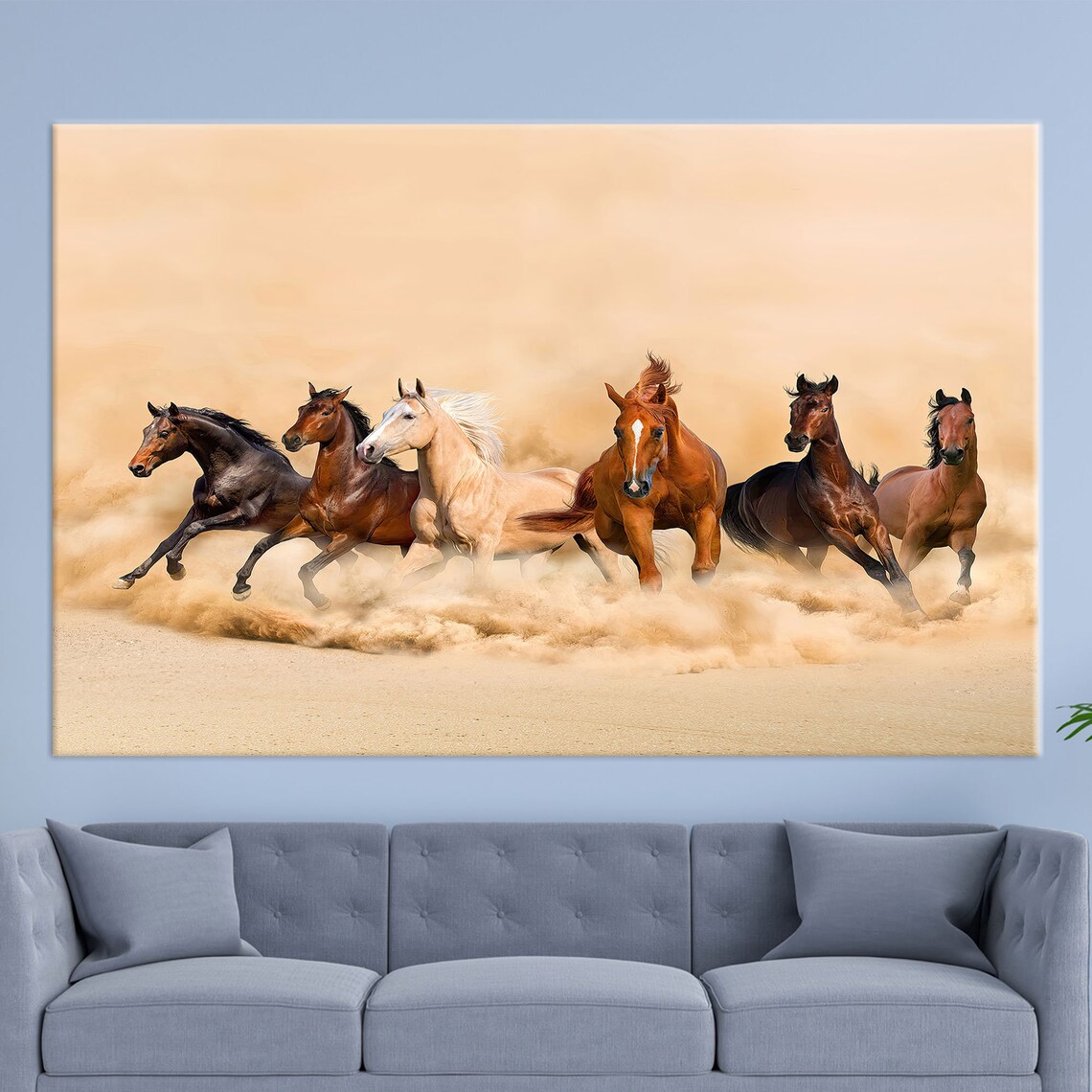 Running Horses Contemporary Art Print, Boy Room