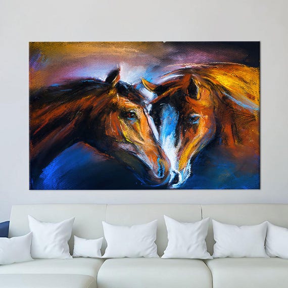 Bridesmaid Gift Abstract Horse 3d Canvas Art Animal Two Horses Painting For The Home