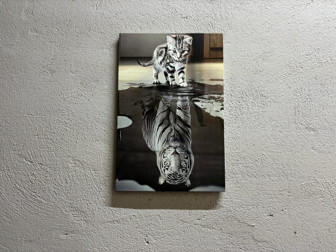 Tiger Reflection Cat Lover Gift Art Print