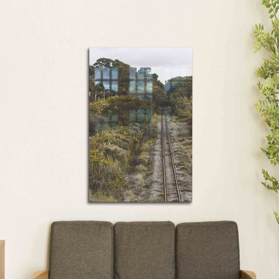 Mural Art Glass View Forest Wall Decor Train Station Railroad Nature Landscape