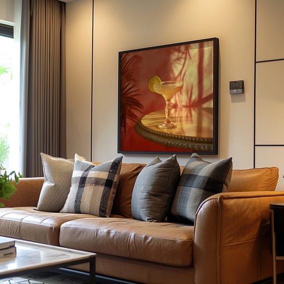Margarita Art Deco Poster Midcentury Modern Style 3d Rendered Illustration Warm Cool Tones Palette