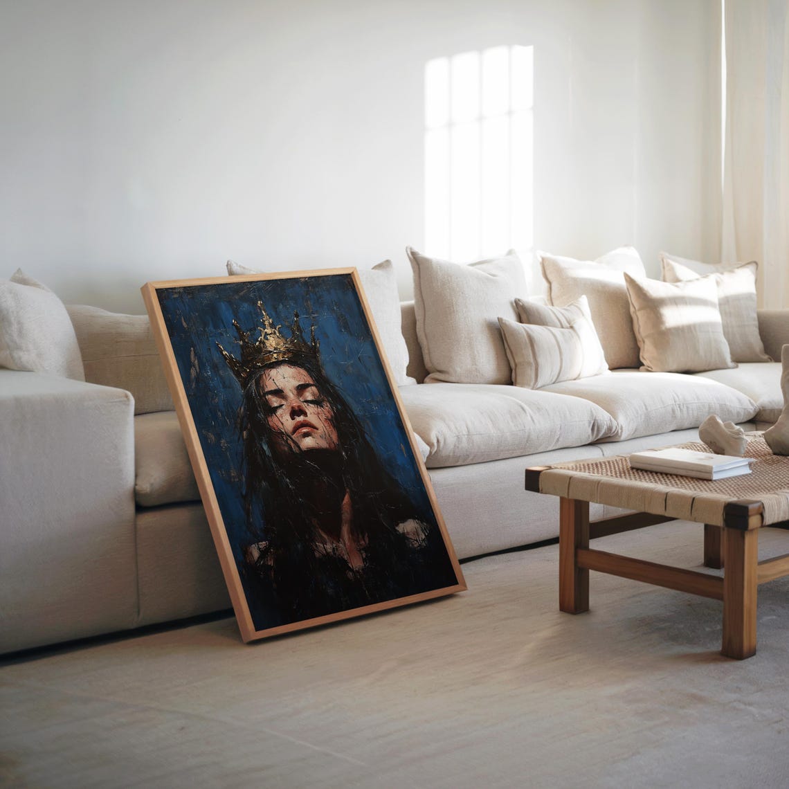 Crowned Woman Dark Portrait Gold Crown Gothic Queen Wall Poster