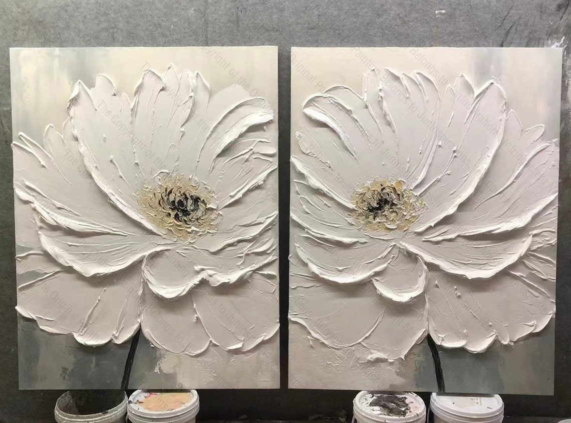 White Anemone Bloom Textured Petals Gold Frame Elegant Floral Poster - Image 2