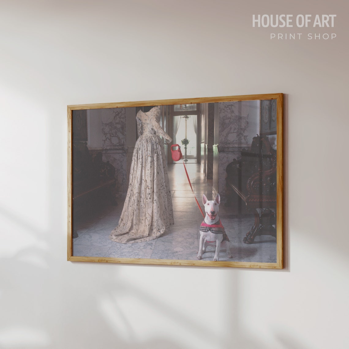 Surreal Invisible Woman Nightgown Walking Bull Terrier Photo Art Print - Image 3