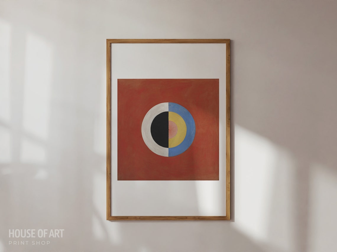 Abstract Circle Composition Red Background Geometric Modern Art Print - Image 3