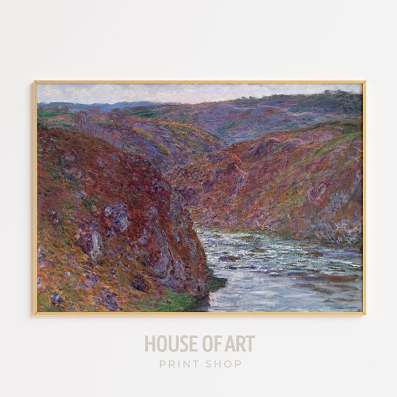 French River Painting Impressionist Painting Pastoral Landscape Calm Water Print Colorful Gallery Wall Print Vintage Wall Art