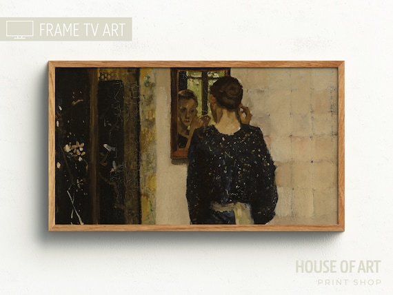 Frame Tv Portrait Art Vintage Girl In Kimono Moody Woman Portrait Painting Vintage Farmhouse Antique Decor Dark Academia Tv Art