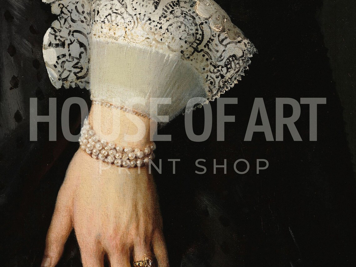 Vintage Hand Detail Pearls Bracelet Lace Art Print - Image 2