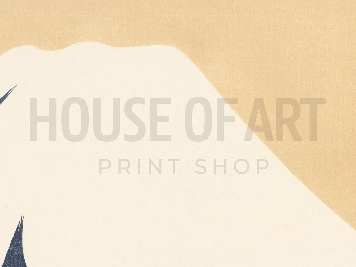 Mount Fuji Snowy Peak Minimal Japanese Woodblock Landscape Art Print - Image 2