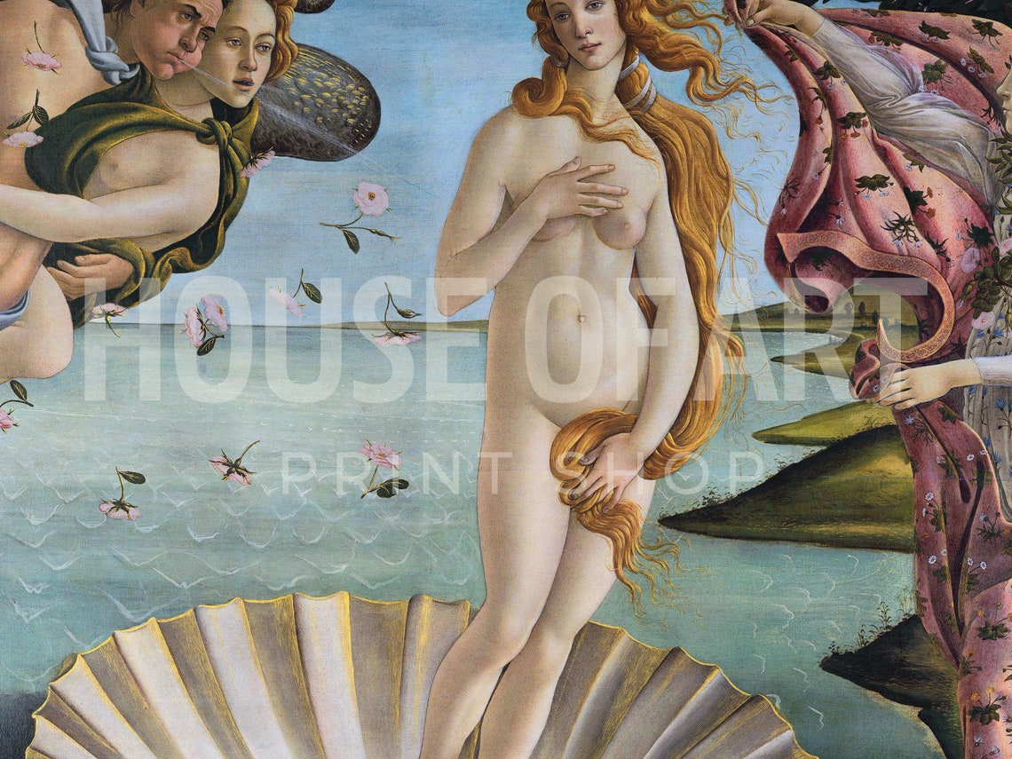 The Birth Of Venus Art Greek Mythology Instant Print Famous Italian Renaissance Oil Painting Goddess Seascape - Image 2