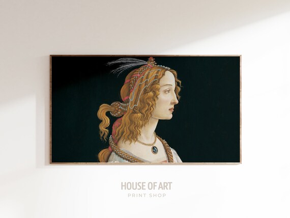 Renaissance Profile Portrait Copper Braids Pearls Vintage Beauty Art Poster