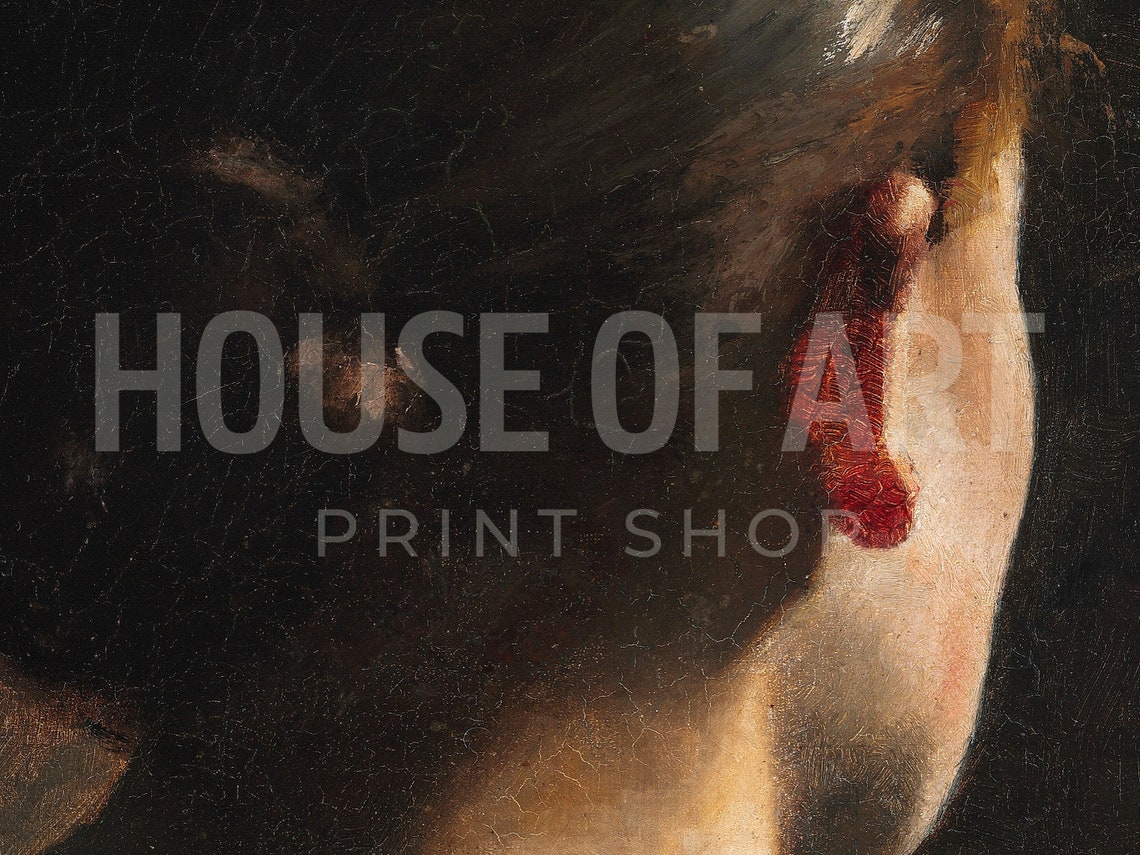 Moody Portrait Print Dark Academia Painting Vintage Moody Art Print Artful Female Art Muted Neutral Decor Farmhouse Wall Art - Image 2