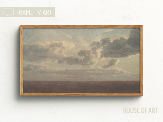 Clouds Frame Tv Art Vintage Painting Aesthetic Seascape Tv Art Neutral Country Farmhouse Art For Tv Frame Tv Art