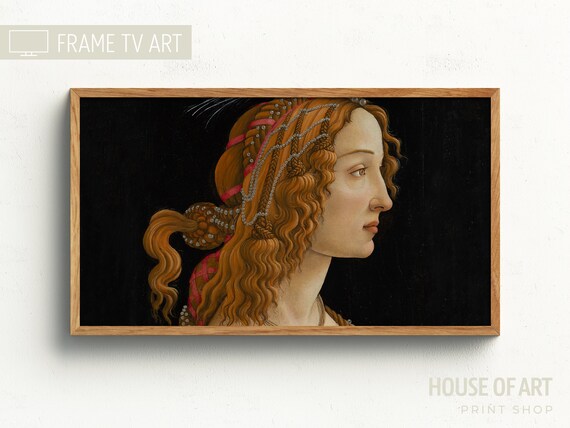 Sandro Botticelli Young Woman Braided Red Hair Pearls Renaissance Art Print